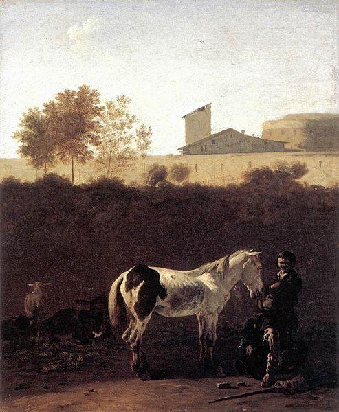 Italian Landscape with Herdsman and a Piebald Horse, Karel Dujardin